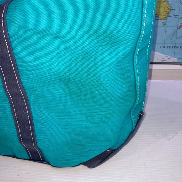 Vintage L.L. Bean Boat & Tote Canvas Bag Teal/Blue "TIPSEA" Embroidered 22x14 - Picture 11 of 12